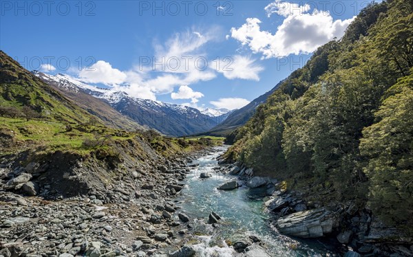 Rob Roy Stream and snow covered mountains