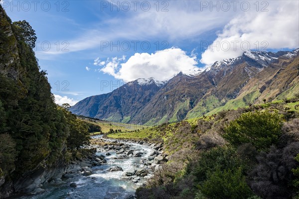 Rob Roy Stream and snow covered mountains