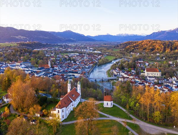 Church of the Holy Cross and Leonhardikapelle on Calvary in the morning light