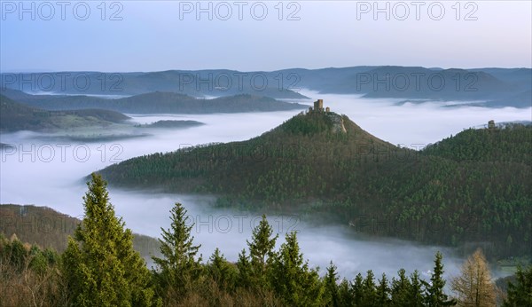 View from the Rehberg Tower to Trifels Castle and Anebos Castle