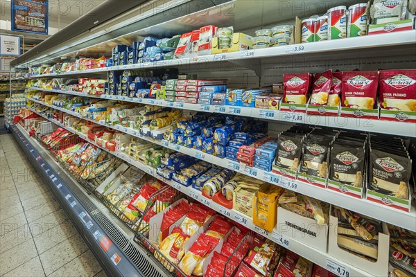 Shelf with cheeses