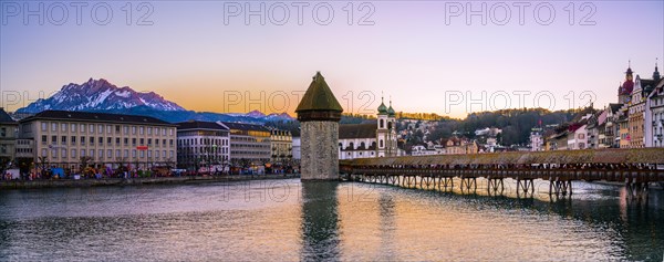 View over the river Reuss to the Chapel Bridge