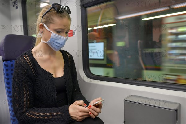 Woman with respirator mask