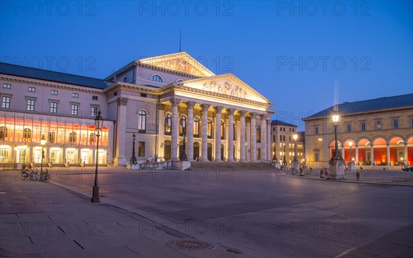 Max-Joseph-Platz with Bavarian State Opera and Palais Toerring-Jettenbach at dusk