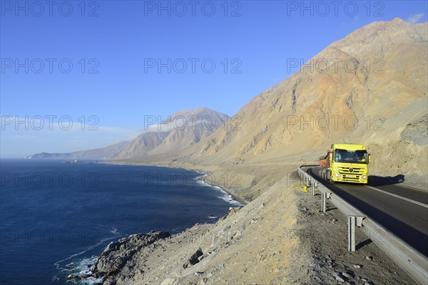 Trucks on the coastal road Ruta 1