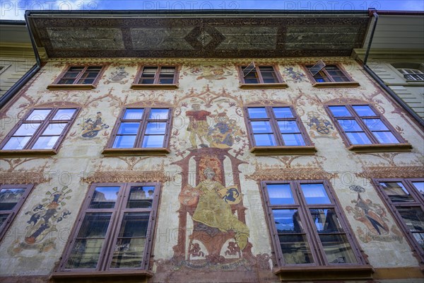 Painted house facade in the Bernese Old Town, Inner City