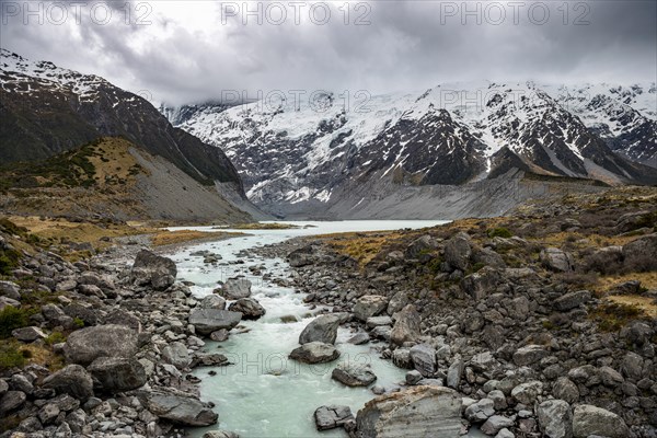 Hooker River and Hooker Lake, Mount Cook