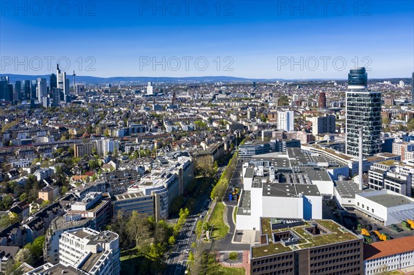 Aerial view, Frankfurt skyline