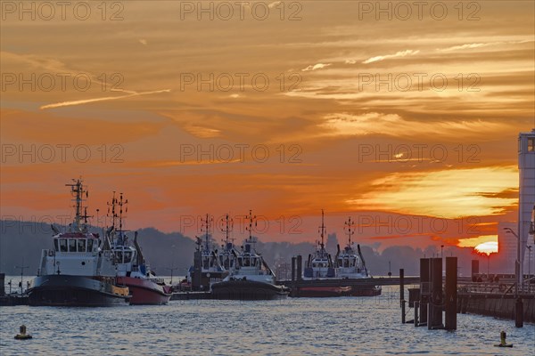 Ships in the museum harbour Oevelgoenne at sunset, Oevelgoenne