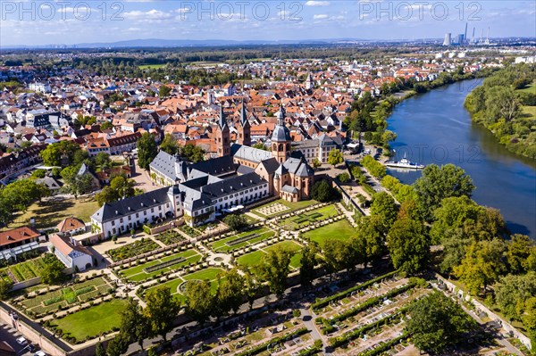 Aerial view, Convent garden with Basilica of St. Marcellinus and St. Peter