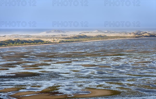 Coastal landscape, beach lagoon with sand dunes