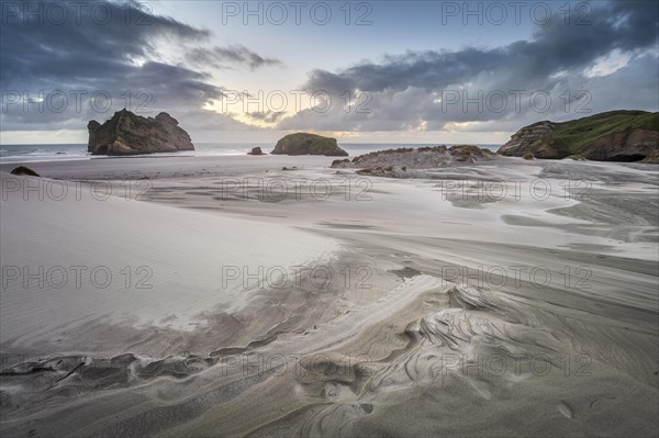 Sand dunes at sunset, Wharariki Beach Puponga