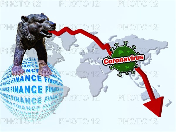 Digital Composing, falling stock prices due to coronavirus