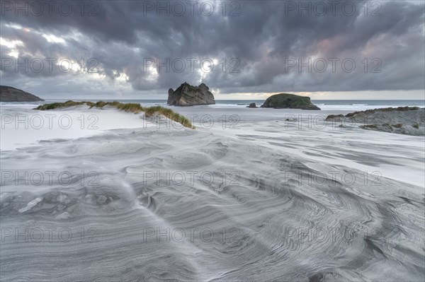 Sand dunes at sunset, Wharariki Beach Puponga