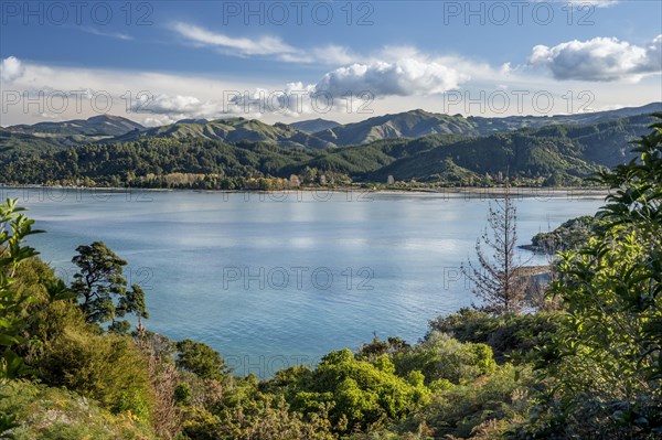 Mountain range behind Torrent Bay, Abel Tasman Coastal Track