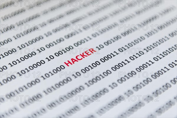 Binary code with the word hacker, Austria