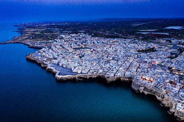 Aerial view, city view at dusk