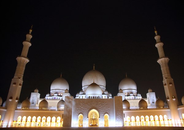 Illuminated Sheikh Zayid Mosque, night scene