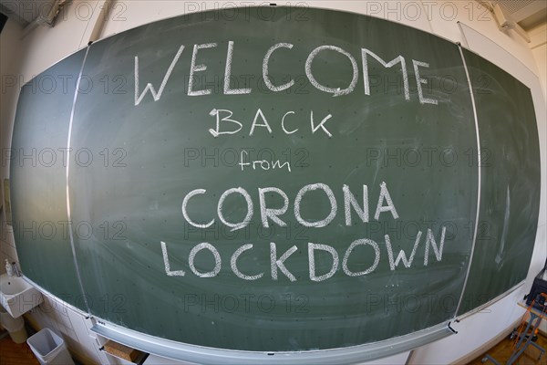 School restarts after Corona lockdown, empty classroom