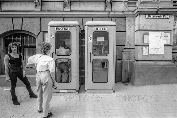 Days in front of the monetary union, telephone booths with direct connection to the FRG