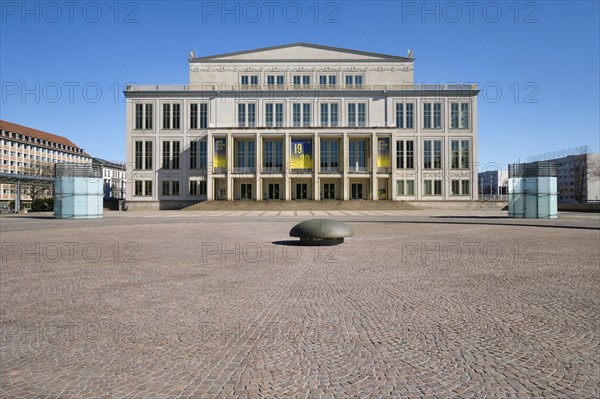 Leipzig Opera, empty Augustusplatz