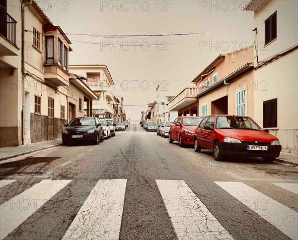 Streets with zebra crossings and parked cars, Colonia de Sant Jordi