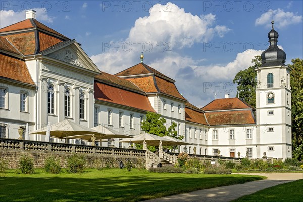 South facade with castle tower at the castle garden, baroque castle Fasanerie