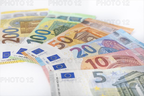 Various euro banknotes