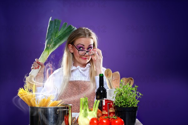 Young woman desperate cooking