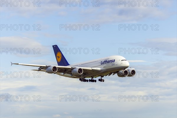 Lufthansa Airbus A 380 on approach