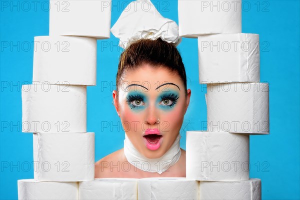 Young woman with toilet paper