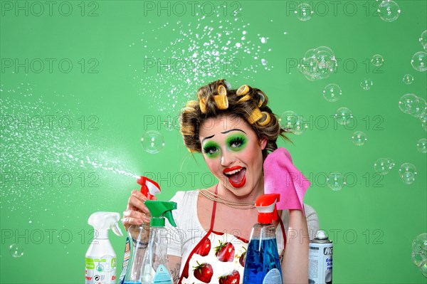 Young woman doing housework