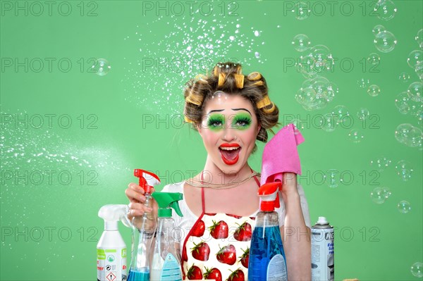 Young woman doing housework