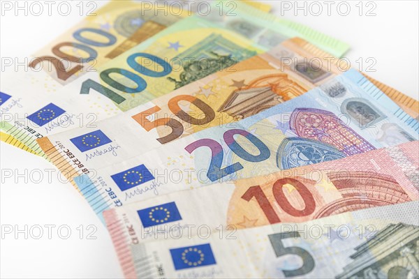Various euro banknotes