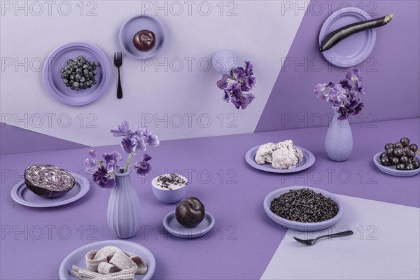 Laid table in violet