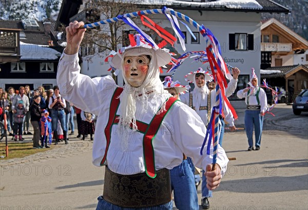 Typical mask in the Maschkera procession at carnival