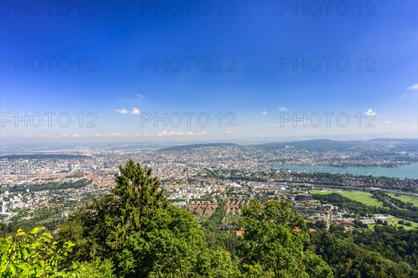 View from the Uetliberg to the city of Zurich and Lake Zurich