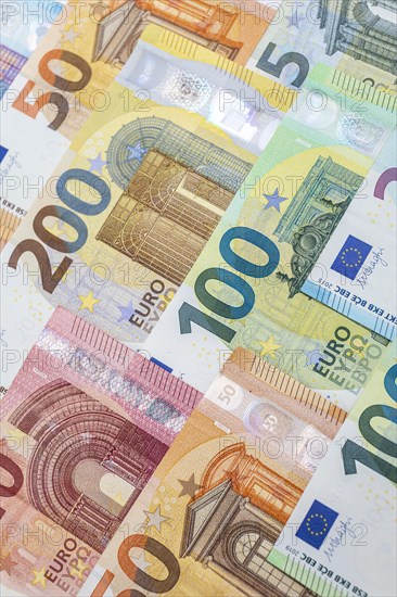 Various euro banknotes