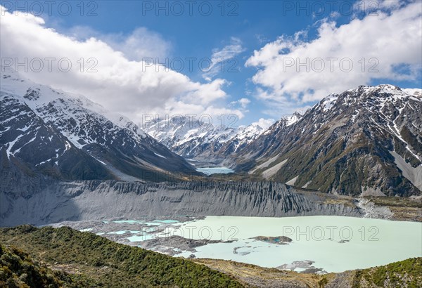 View into the Hooker Valley with Mount Cook from the Sealy Tarns Track