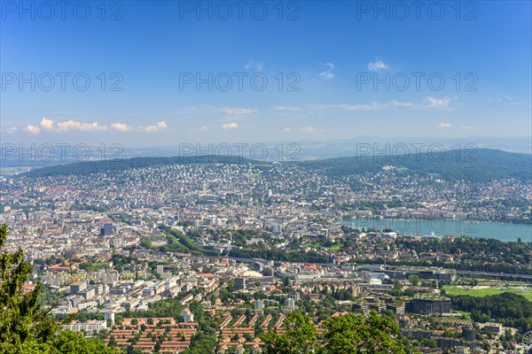 View from the Uetliberg to the city of Zurich and Lake Zurich