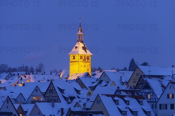 View over the roofs of the old town with church tower