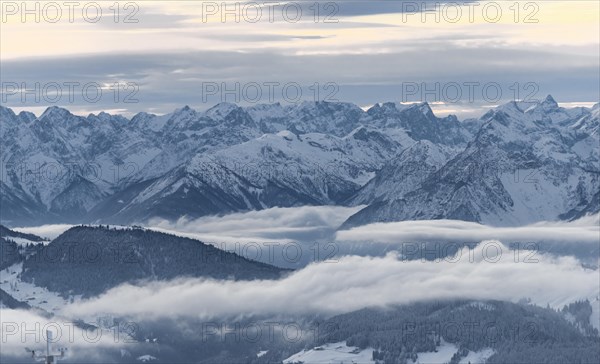 View of snow-covered mountains from the summit of the Hohe Salve