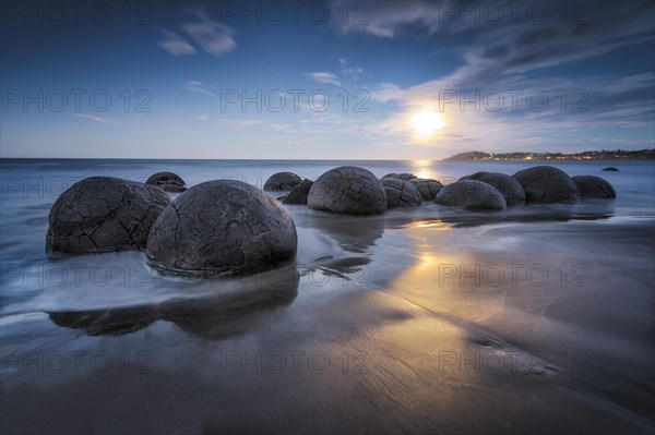 Moeraki Bolders at full moon