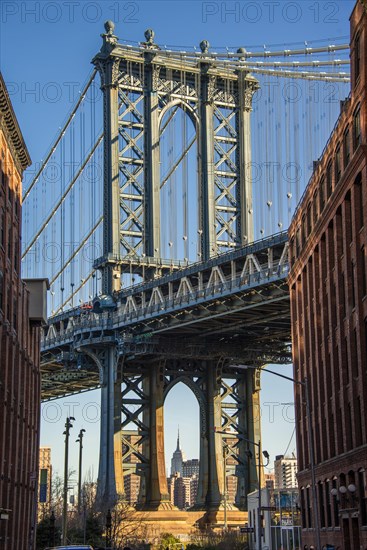 View from Main Street to Manhattan Bridge and Empire State Building