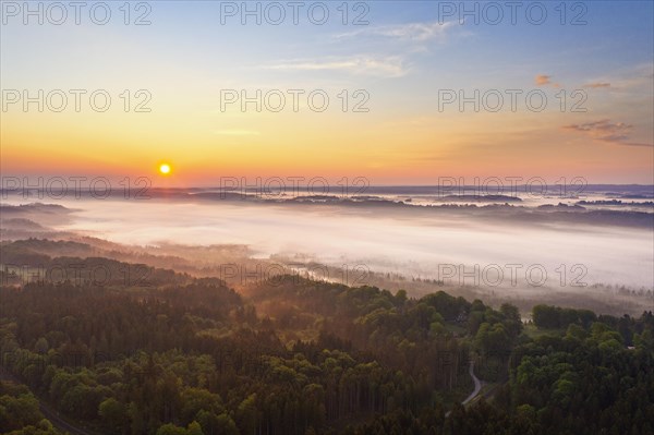 Fog over Isar valley at sunrise