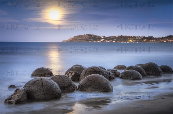 Moeraki Bolders at full moon