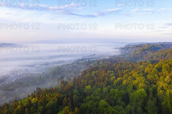 Fog in the Isar valley in the morning light