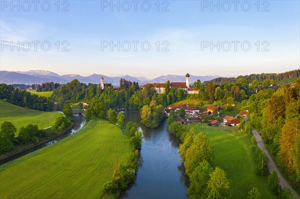 Loisach and Beuerberg with Marienkirche and monastery