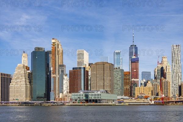 View from Pier 1 over the East River to the skyline of lower Manhattan