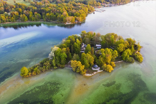 Rose island in the Starnberger See near Feldafing in the morning light